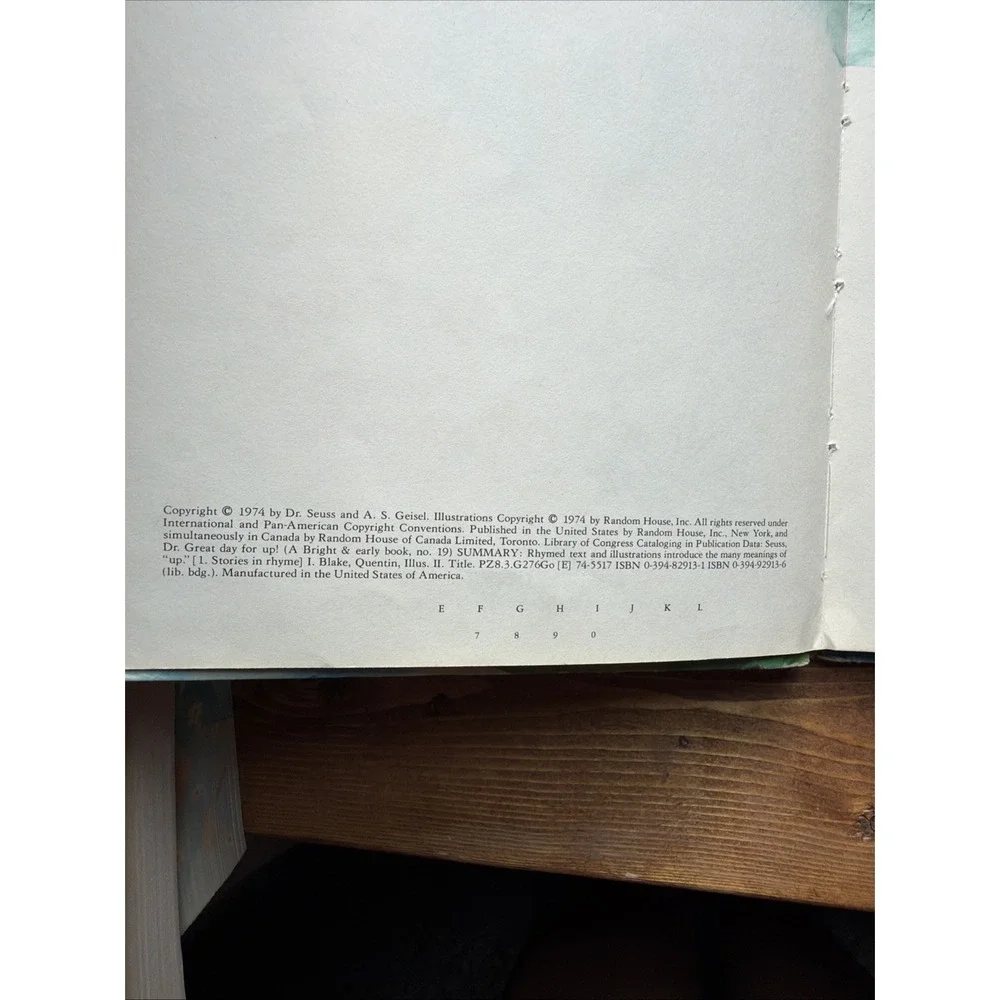 Vintage Great Day For UP, Dr Seuss HC Bright and Early Book,‎ 1974